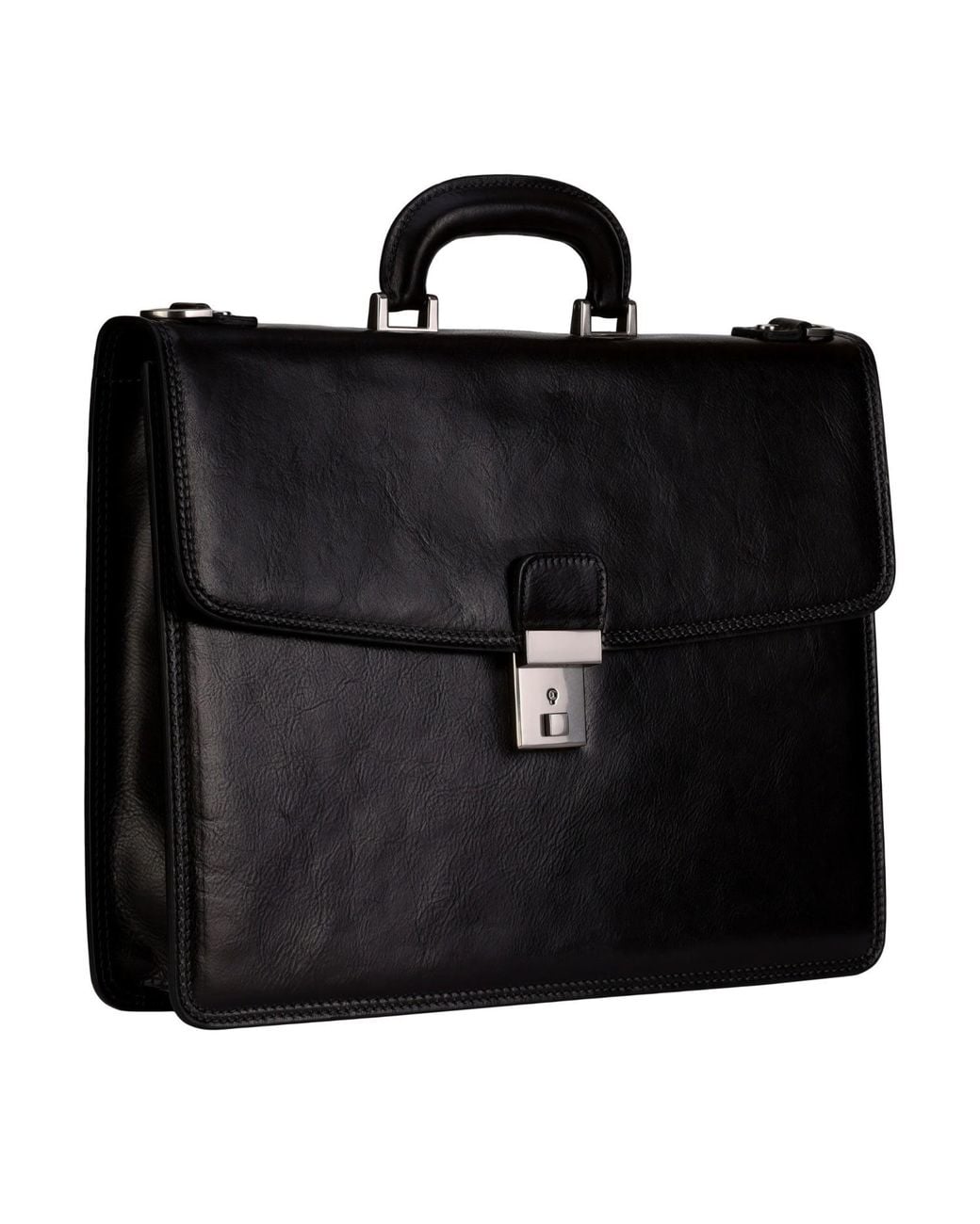 Time Resistance Black Leather Briefcase