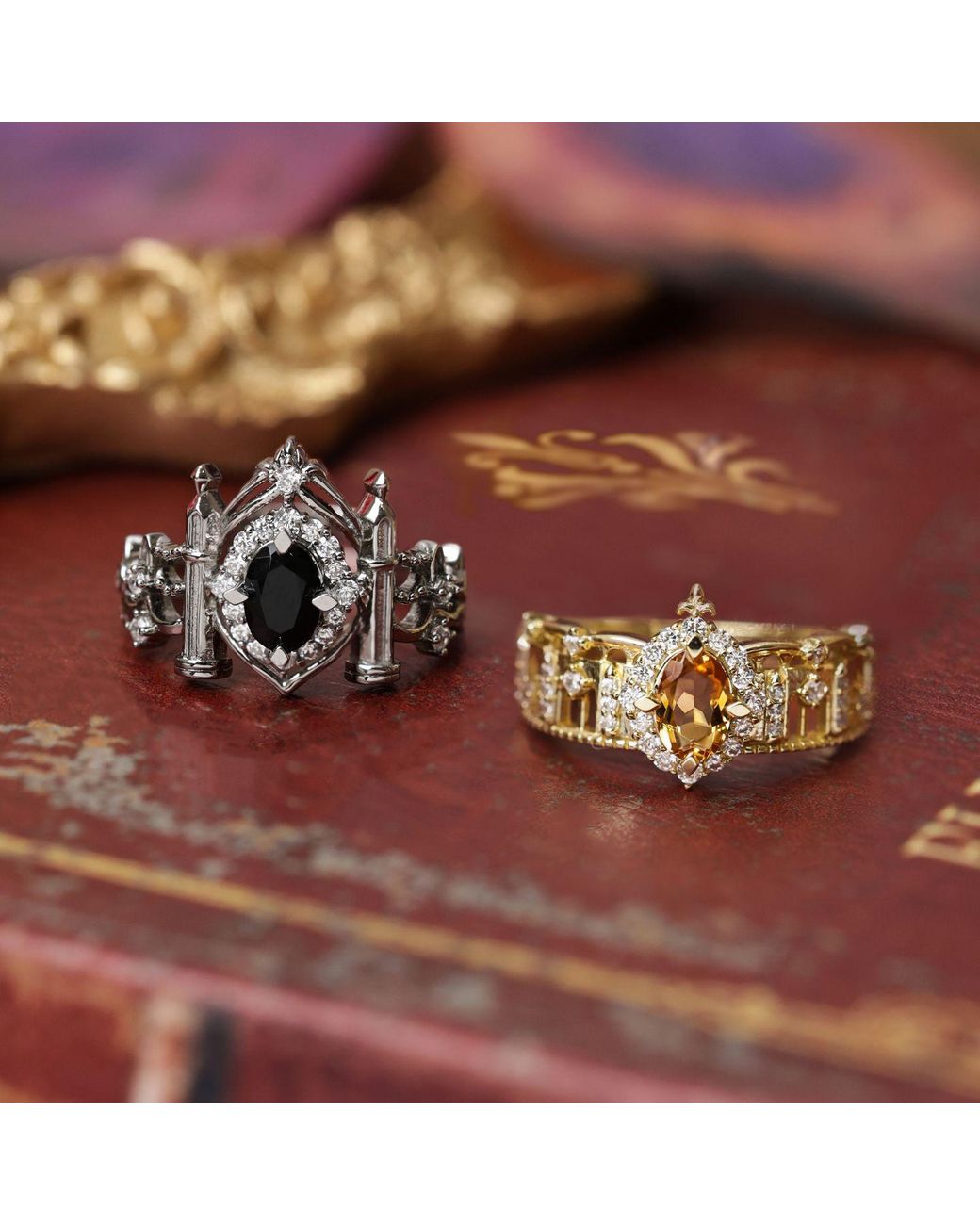 Azura Jewelry New York Metallic The Alhambra Arcade Citrine Ring Vermeil