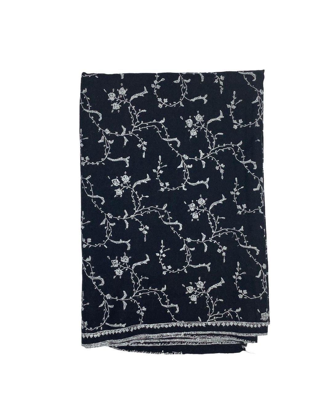Kaminee Blue Pure Cashmere Stole With Jaal Hand Embroidery