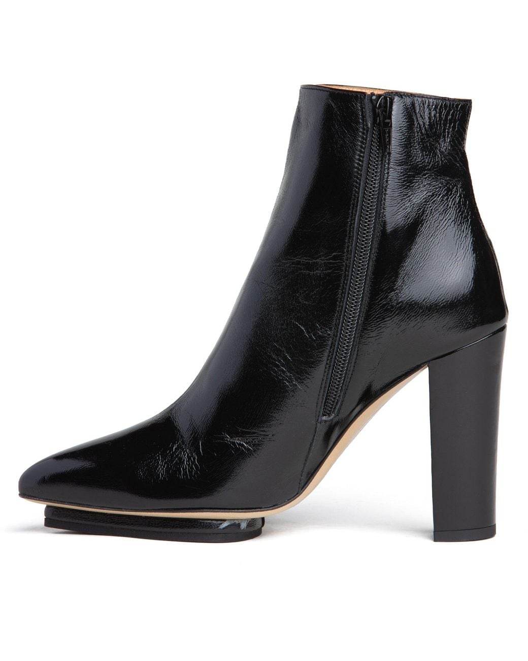 Beautiisoles by Robyn Shreiber Made in Italy Black Tessa Patent Leather Platform Ankle Bootie For Work Valentine Evening