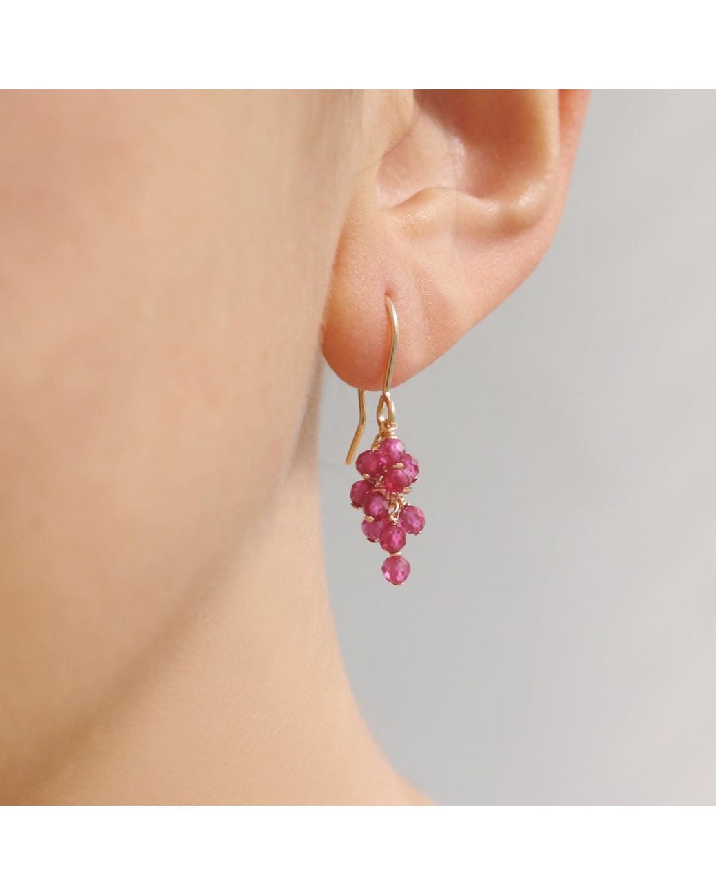 MOUNIR LONDON Red Ruby Cluster Drop Earrings