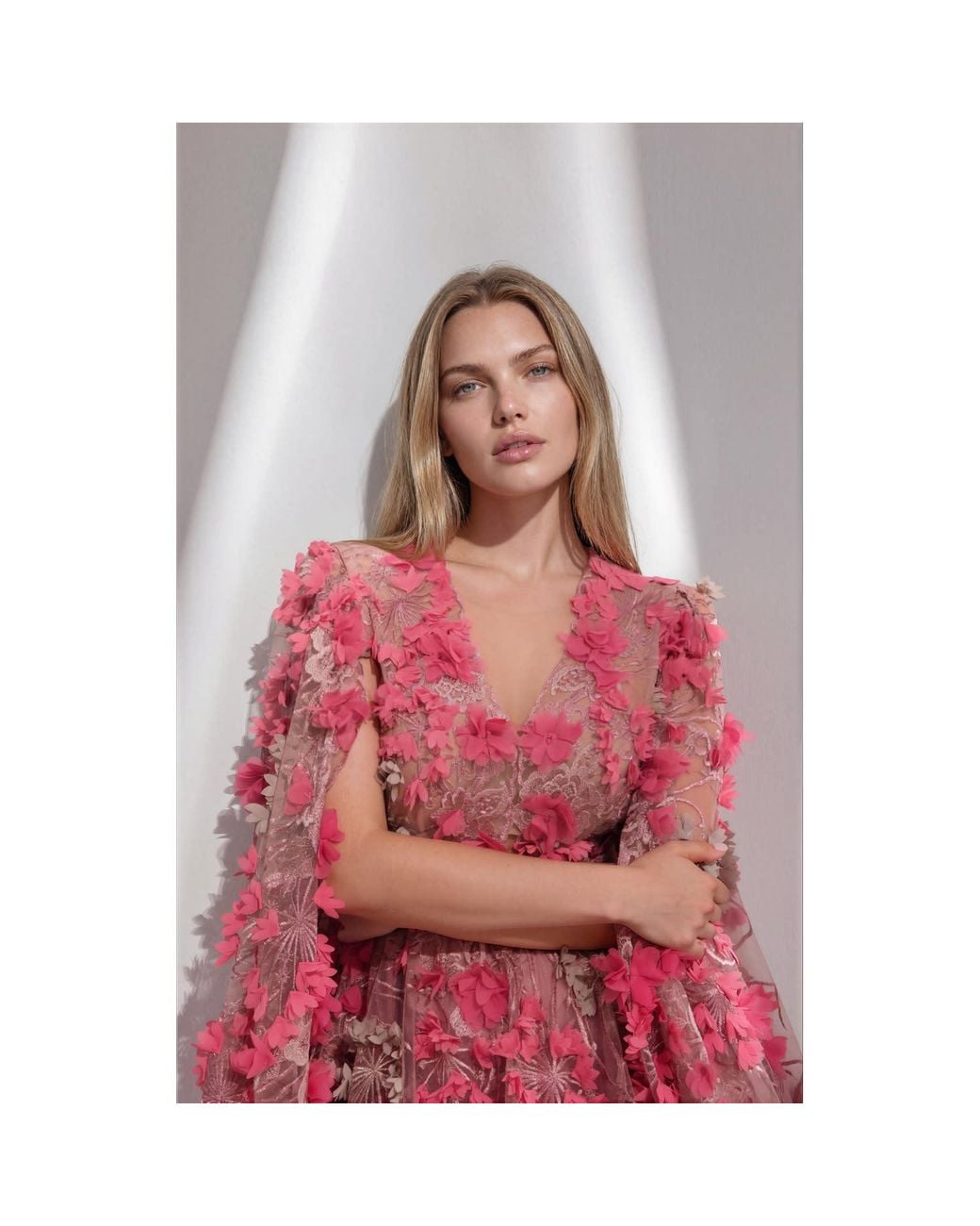 MATSOUR'I Pink Dress Hortensia With Detachable Sleeves Coral Midi