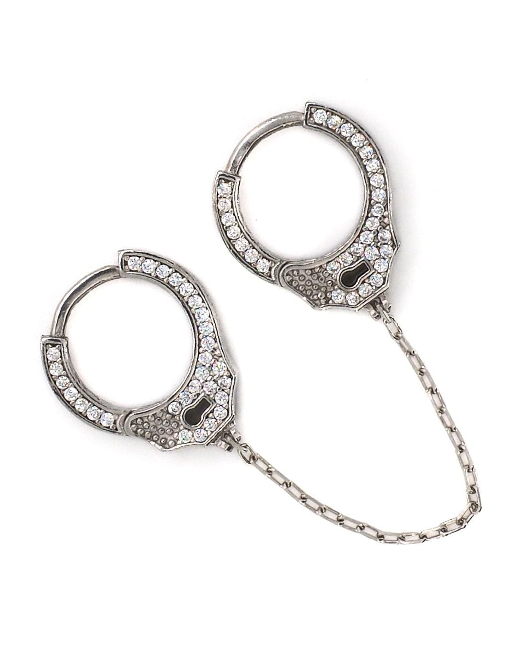 Ebru Jewelry White Sterling & Diamond Handcuff Design Earring