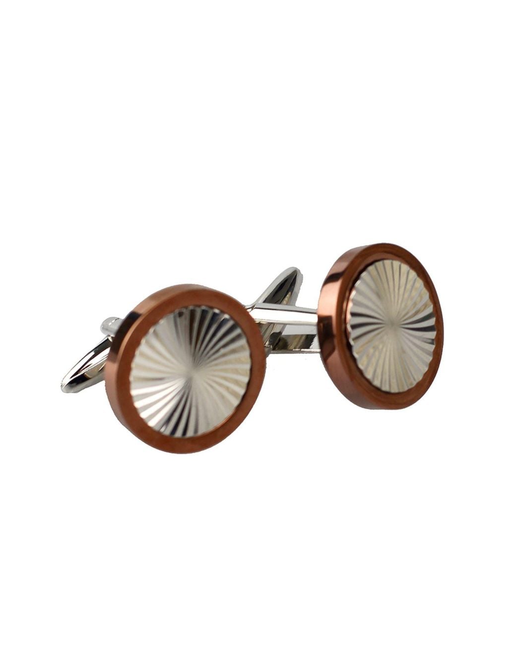 DAVID WEJ Brown Rose Circle Wheel Cufflinks for men