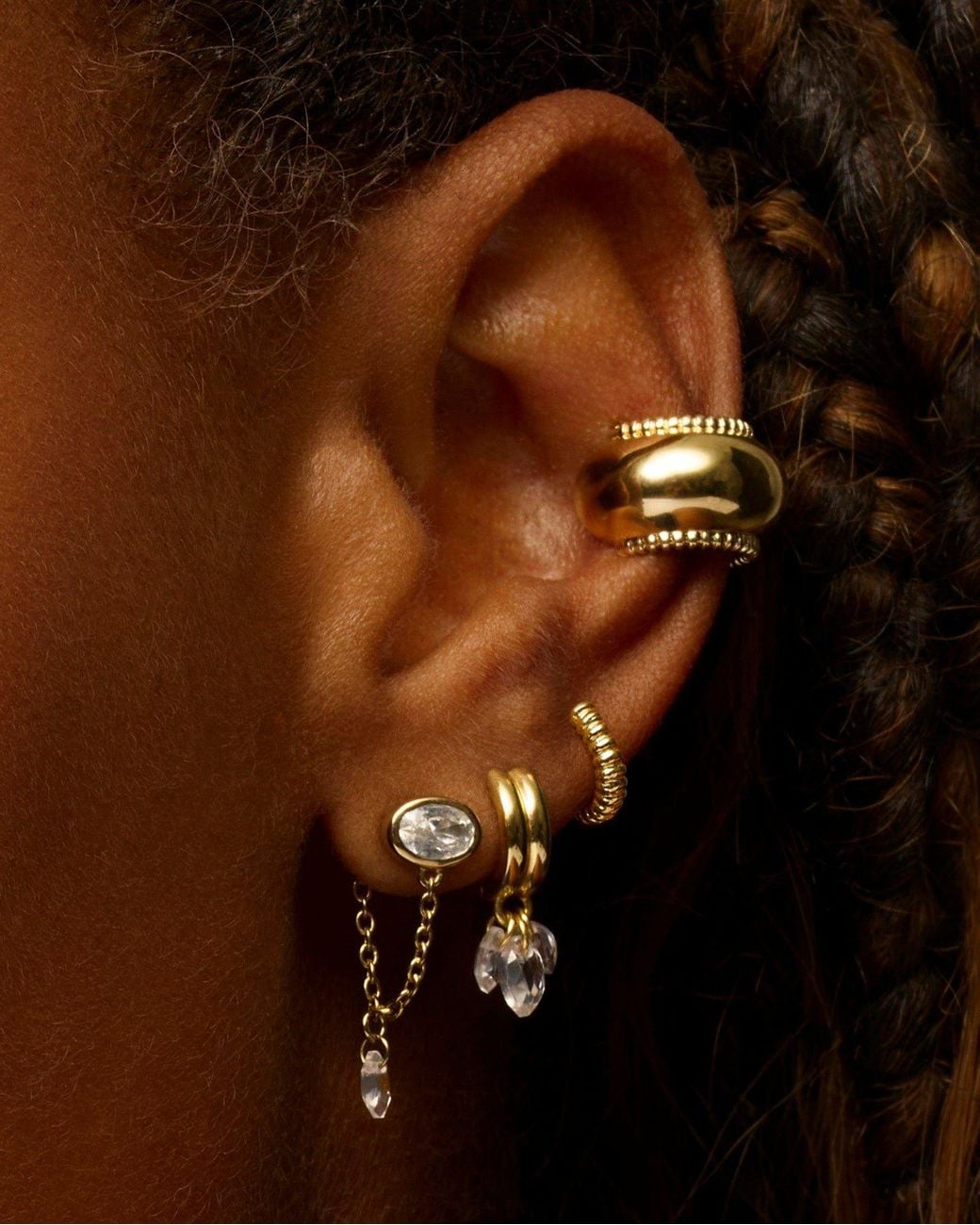Stone Fruit White Pit Earrings