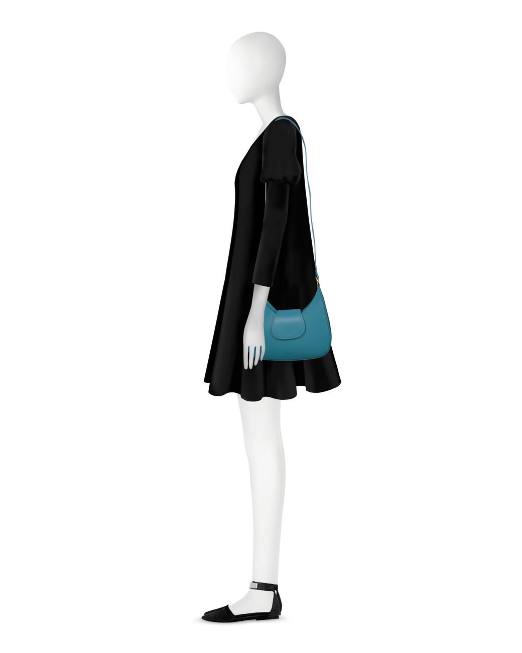 Le Parmentier Blue Obolo Leather Shoulder Bag