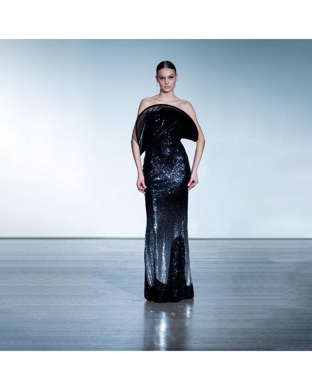 Laura Daili Black Off-Shoulder Elegance Gown