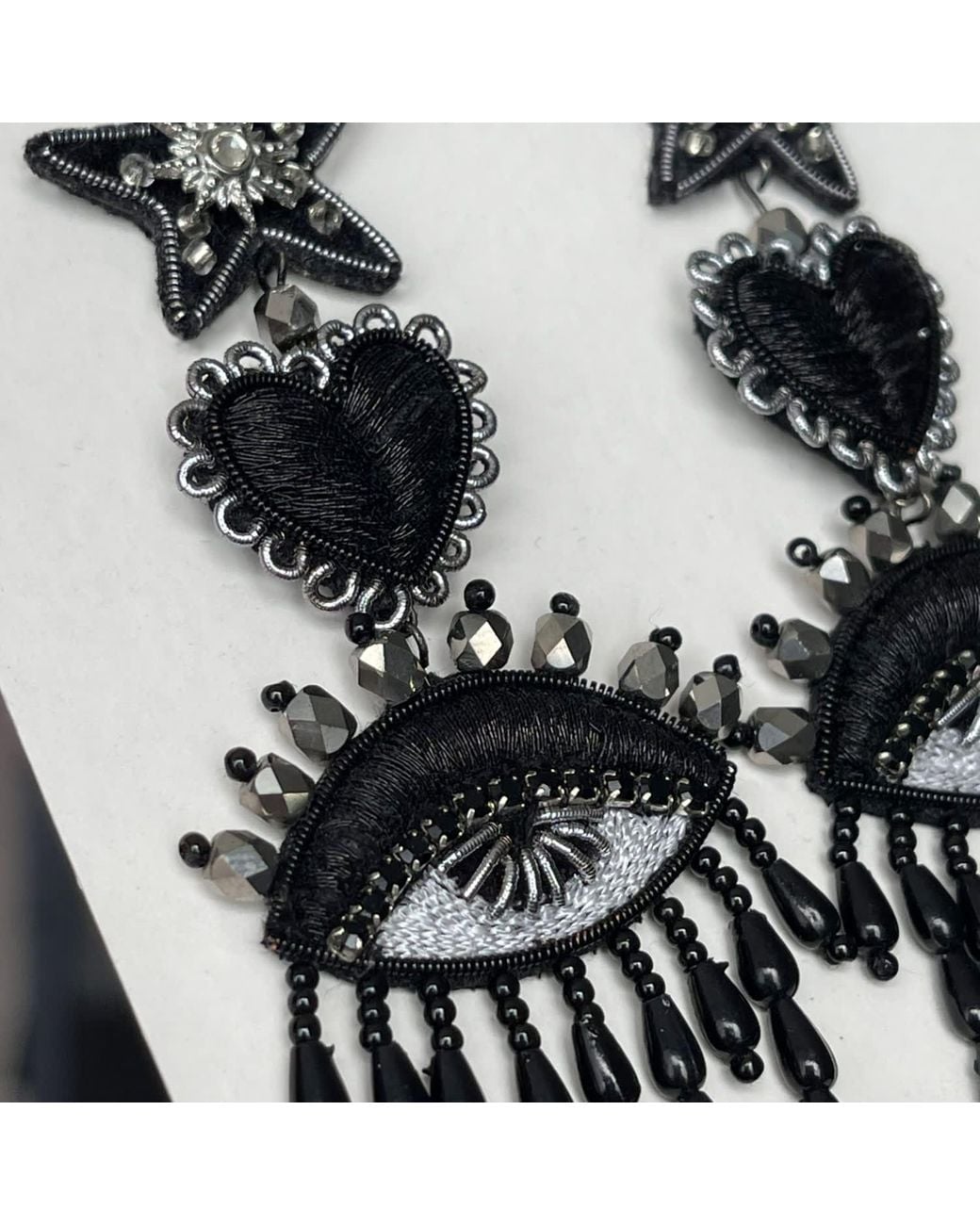 VETKA Black Three-Part Statement Earrings – Dark Charm
