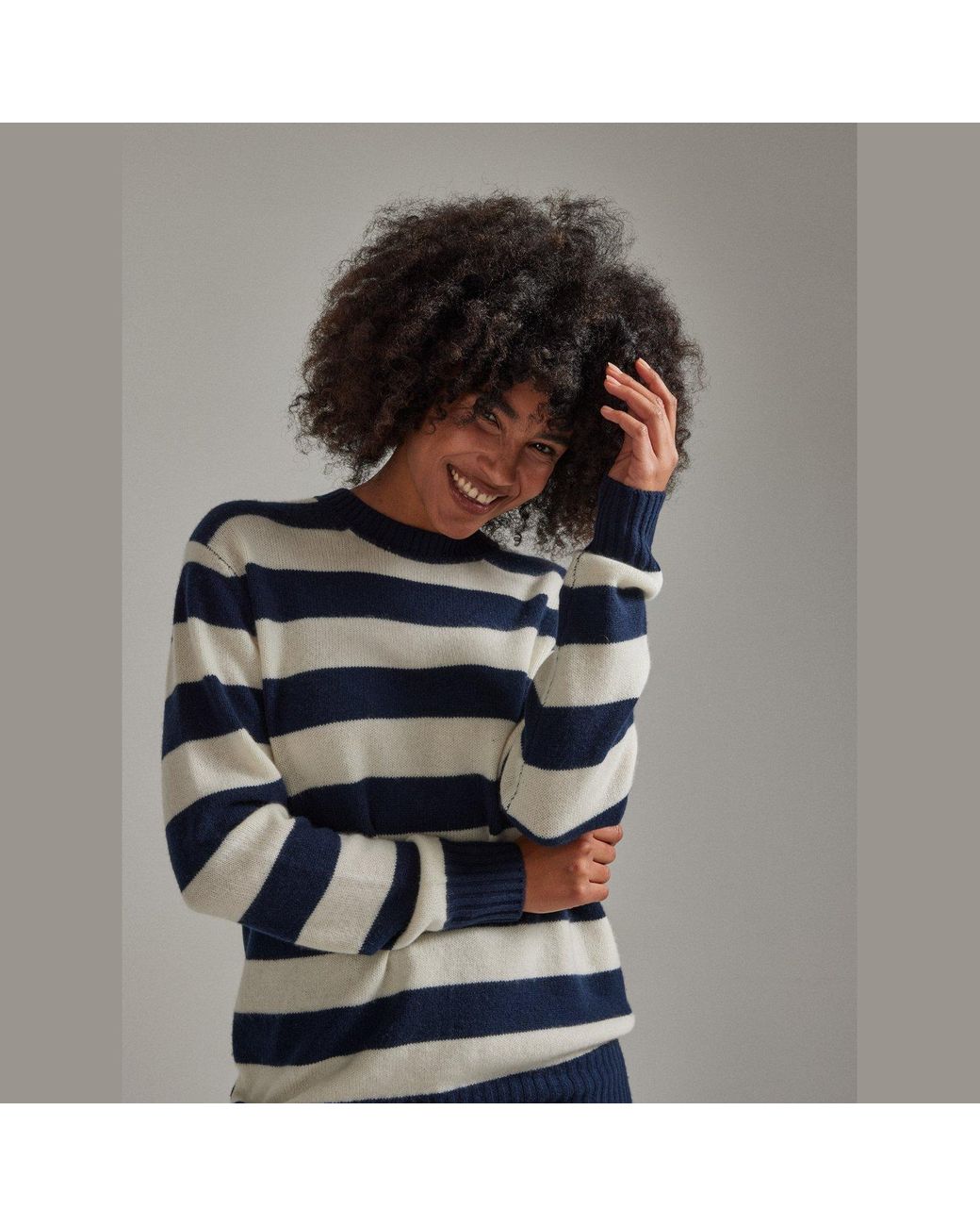 Salts Cashmere Blue Lofty Knit Crew Neck Sweater