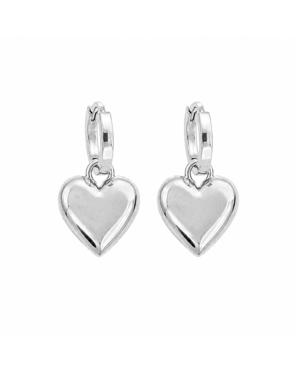 Cier Metallic Huggie Heart Drop Earrings