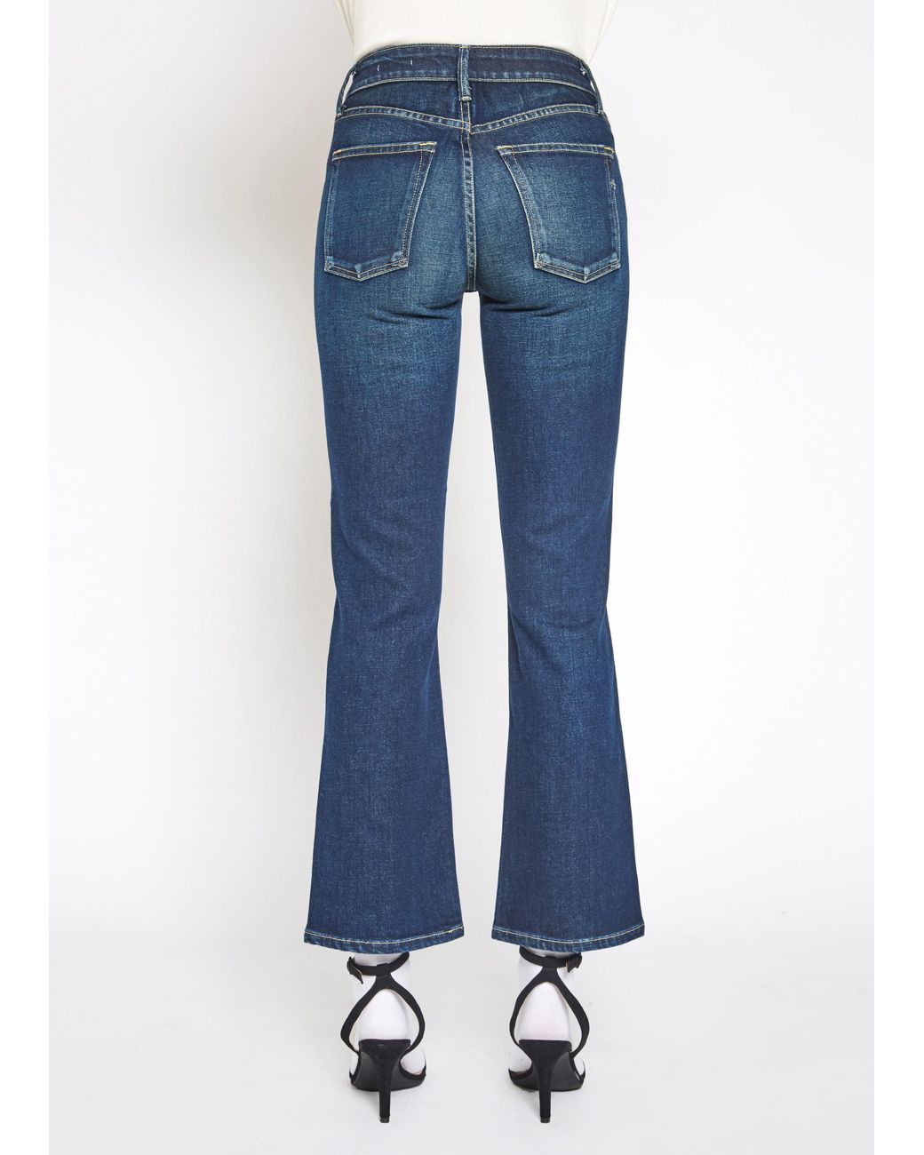 NOEND Blue Farrah Mid Rise Kick Flare