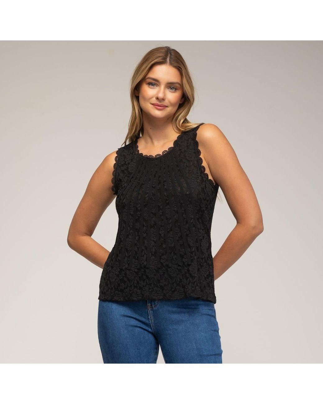 Tantra Spain Sl Black Sleeveless Lace Top
