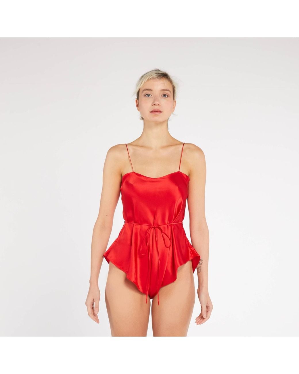 Maguy De Chadirac Red Classic Silk Teddy
