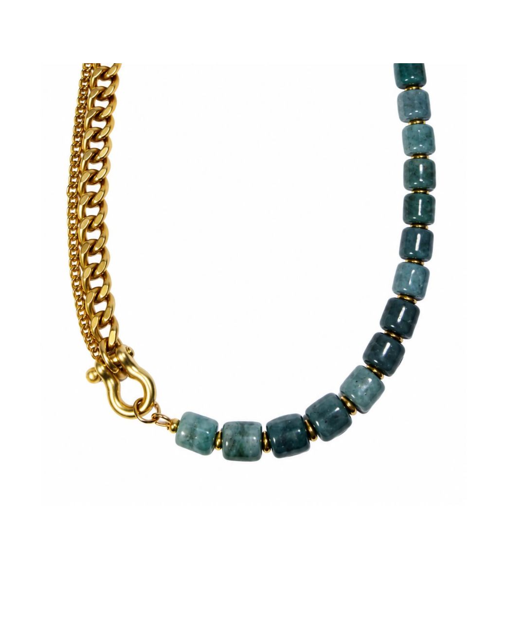 Rachel Nathan Metallic Shackle Duo: Guatemalan Jade Necklace