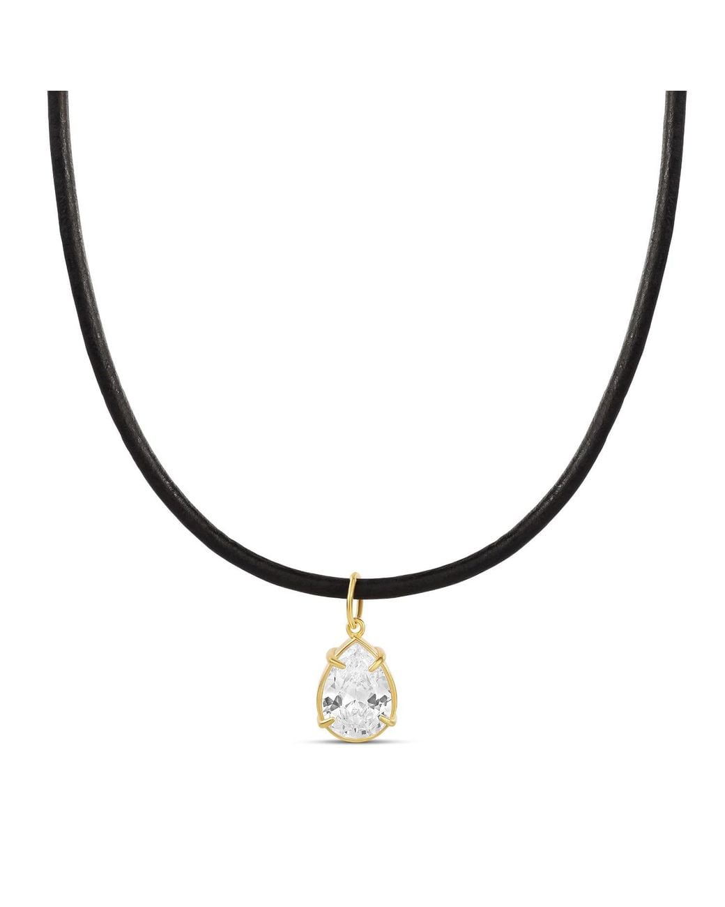 SHYMI Metallic Pear Shape Stone On A Rubber Cord