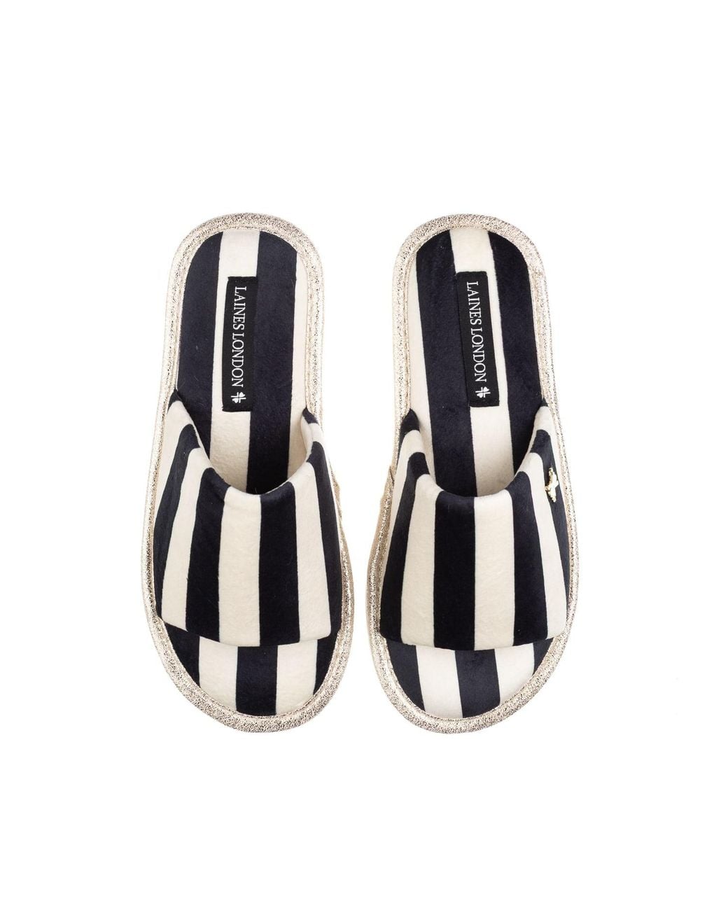 Laines London Blue Neutrals Flatform Stripe Open Toe Slippers