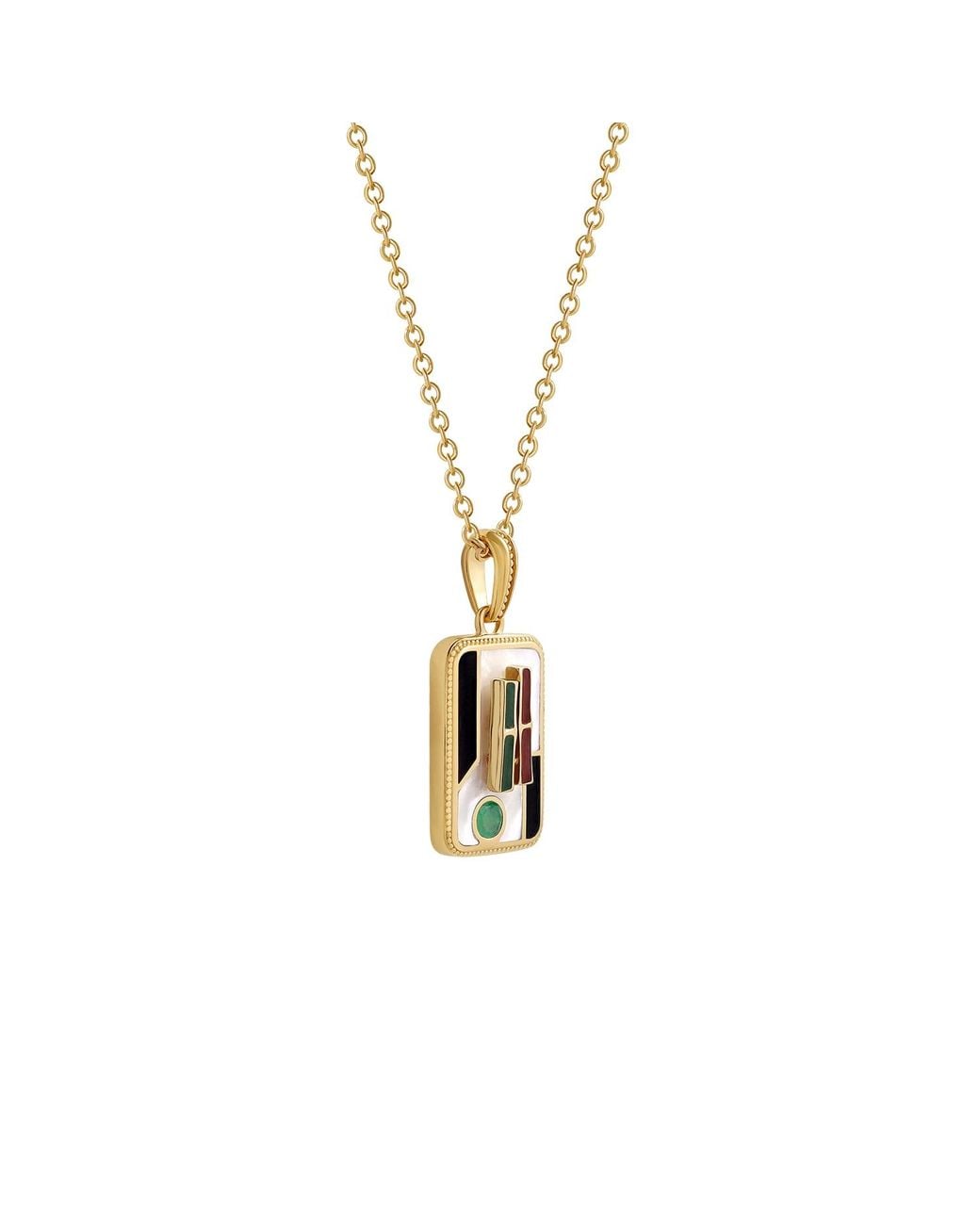 Karma and Luck Metallic Flourishing Spirit Two Bam Multi-Stone Mahjong Necklace