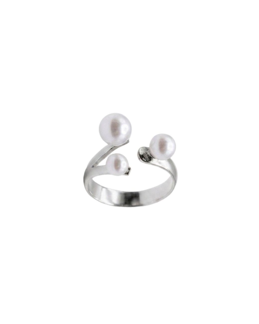 LINYA JEWELLERY Metallic Three Pearl Adjustable Ring
