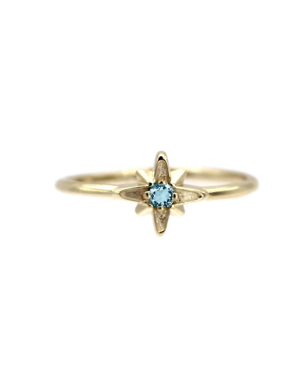 VicStoneNYC Fine Jewelry Metallic North Star March Birthstone Aquamarine Ring
