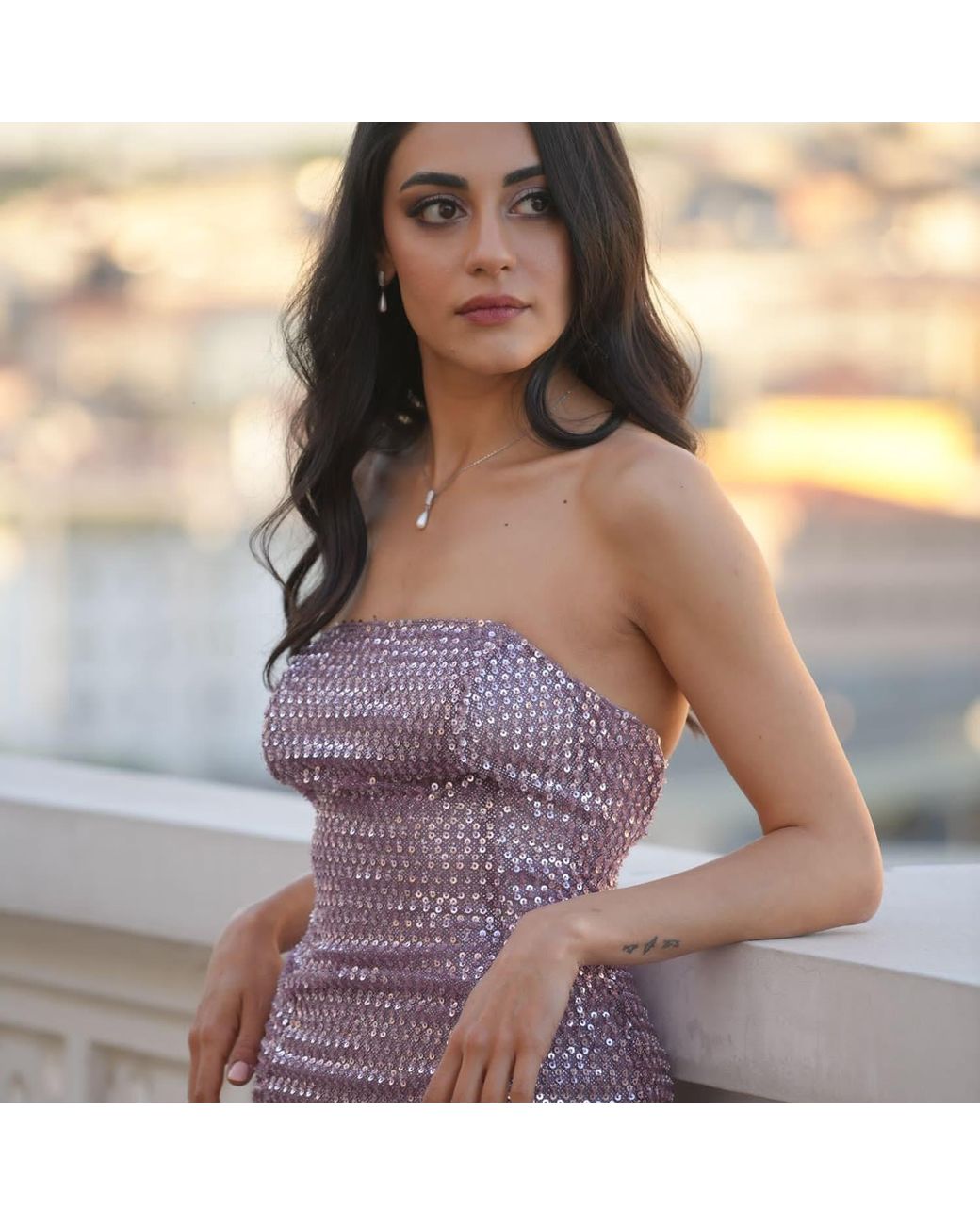 Najiba Metallic Cascade Lunar Glow