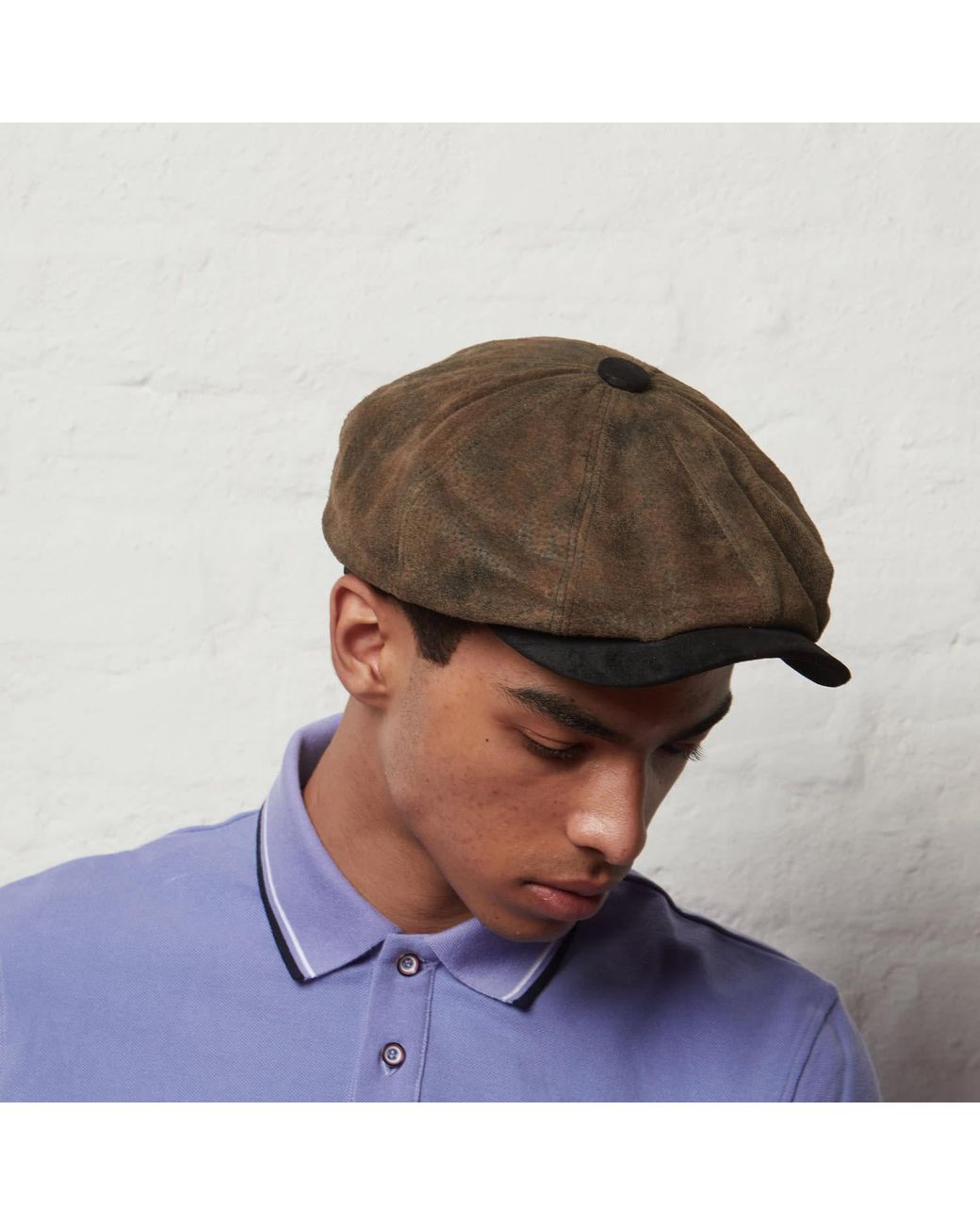 Dasmarca Hats Green Oliver Leather Bakerboy Newsboy Peaky Cap For for men