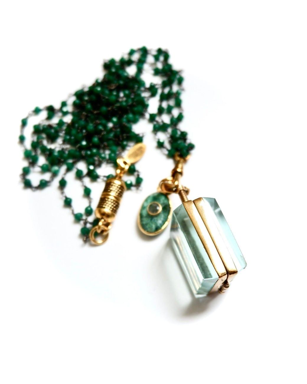 Persia Dona Jewelry Green Onyx X Vintage Locket Necklace