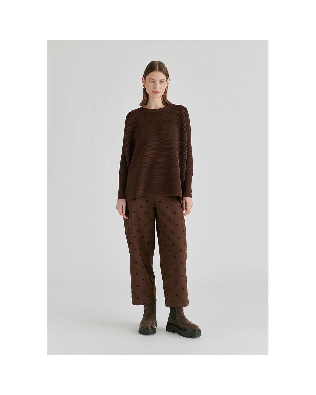 Paisie Brown Ribbed Jumper