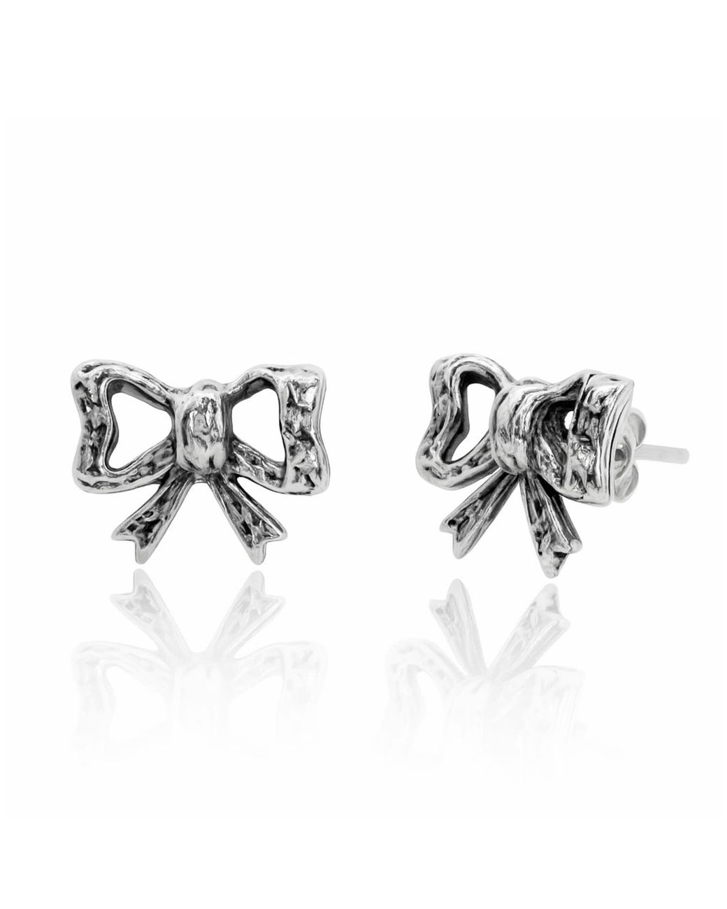 Unaloe Metallic Sterling Ribbon Bow Earrings – Chic Minimal Style And Symbol Of Grace – Jewellery For