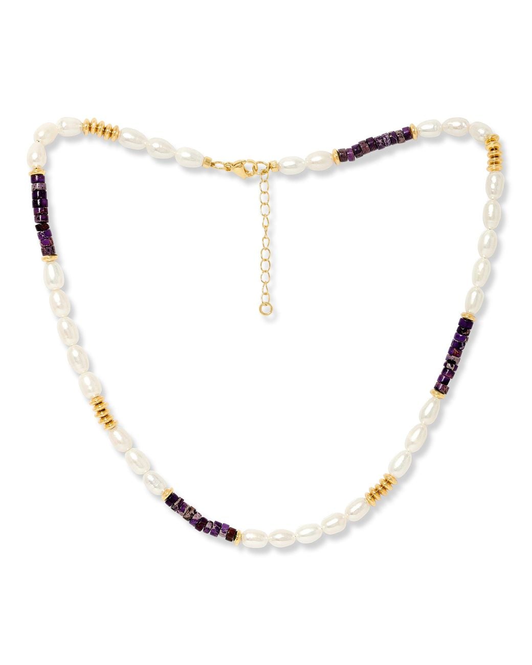 Pearls of the Orient Online Metallic Nova Oval Cultured Freshwater Pearl Necklace With Jasper & Beads