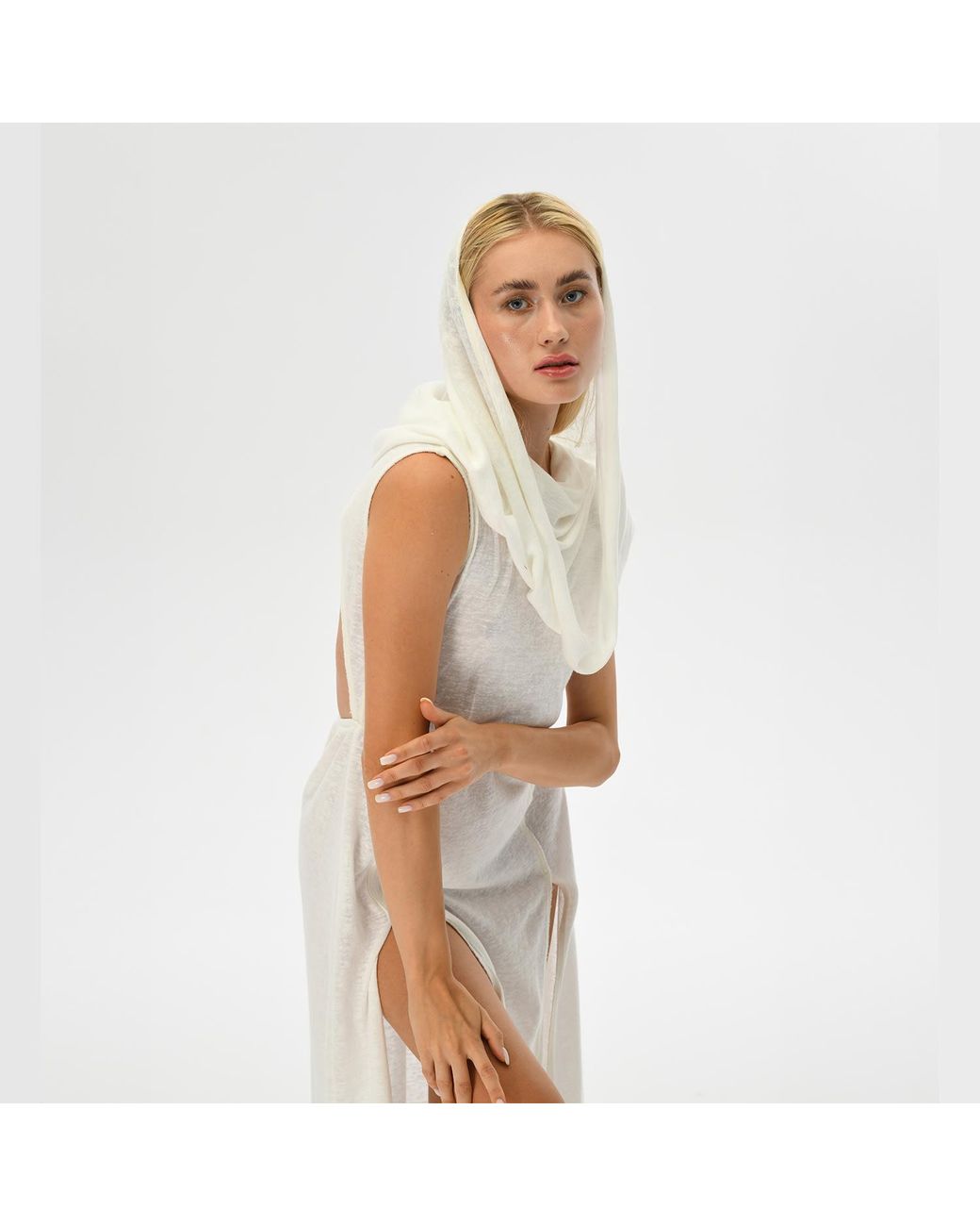 Zhenabia White Hera Hooded Dress