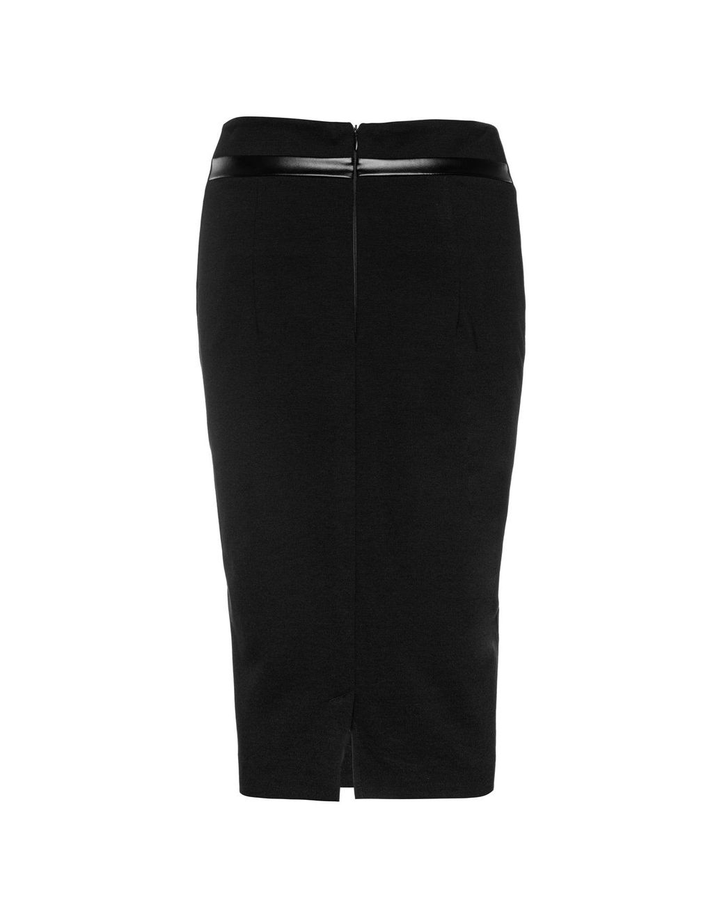 Conquista Black Pencil Skirt With Leather Detail
