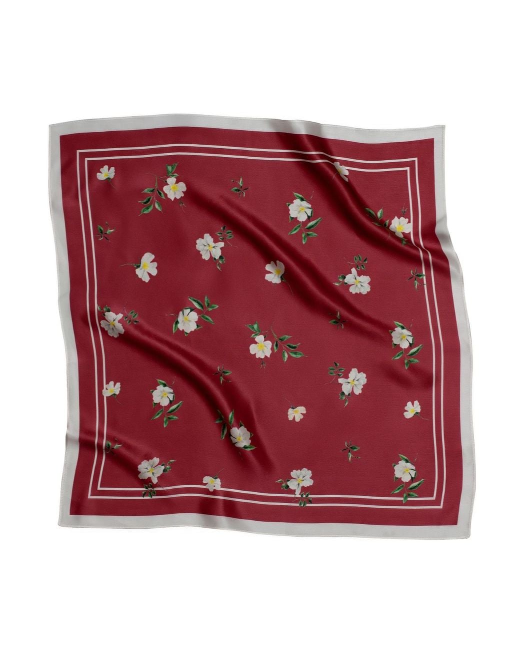 RainSisters Red Small Floral Print Natural Silk Scarf