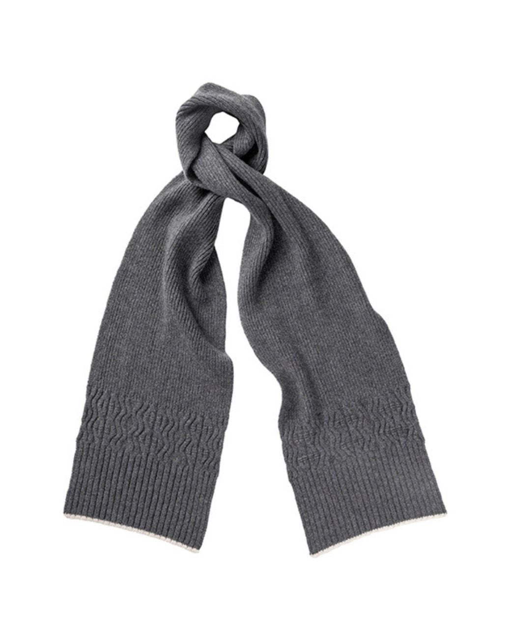 Kinalba Gray Ladies Mid-Weight Ribbed Cashmere Scarf