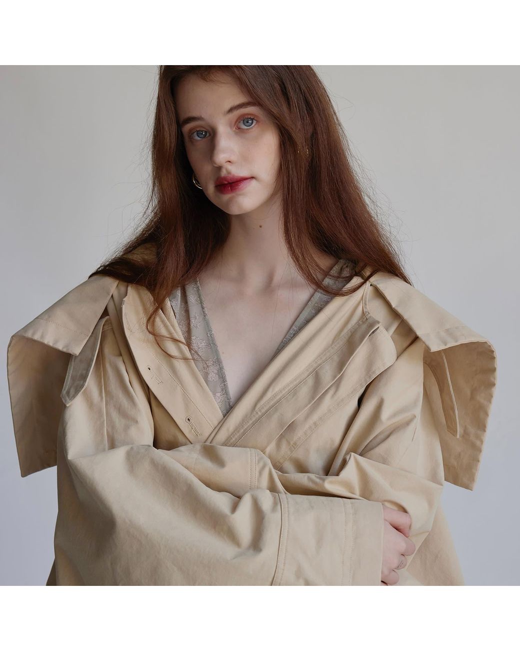 Belsize25 Natural Neutrals Wing Coat Oversized Cocoon-Shaped Trench Coat