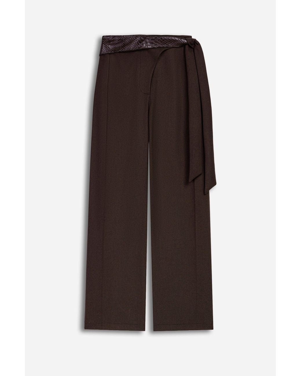 Nocturne Brown Tie Waist Wide Leg Trousers