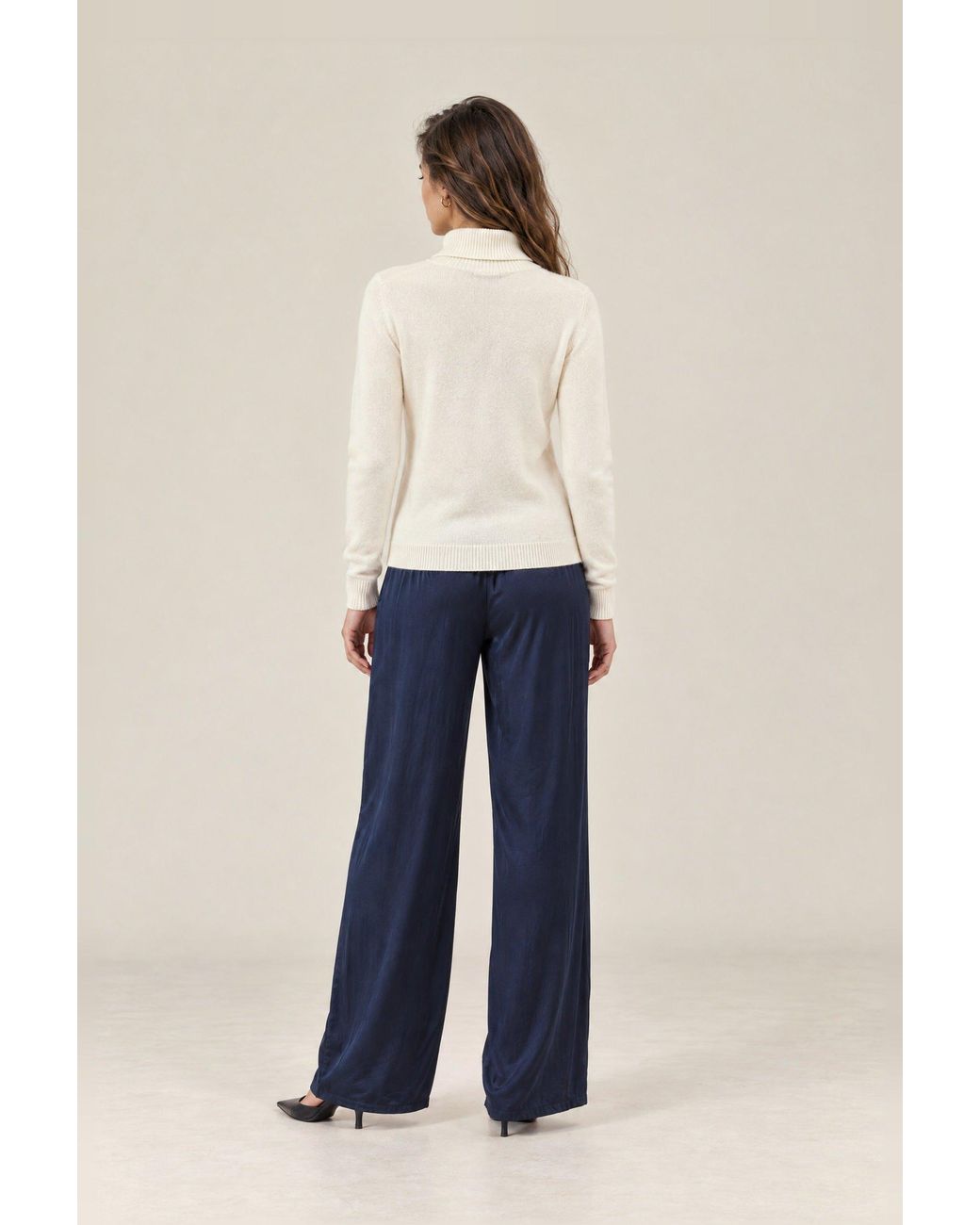 James Lakeland White Cream Floral Roll Neck Jumper