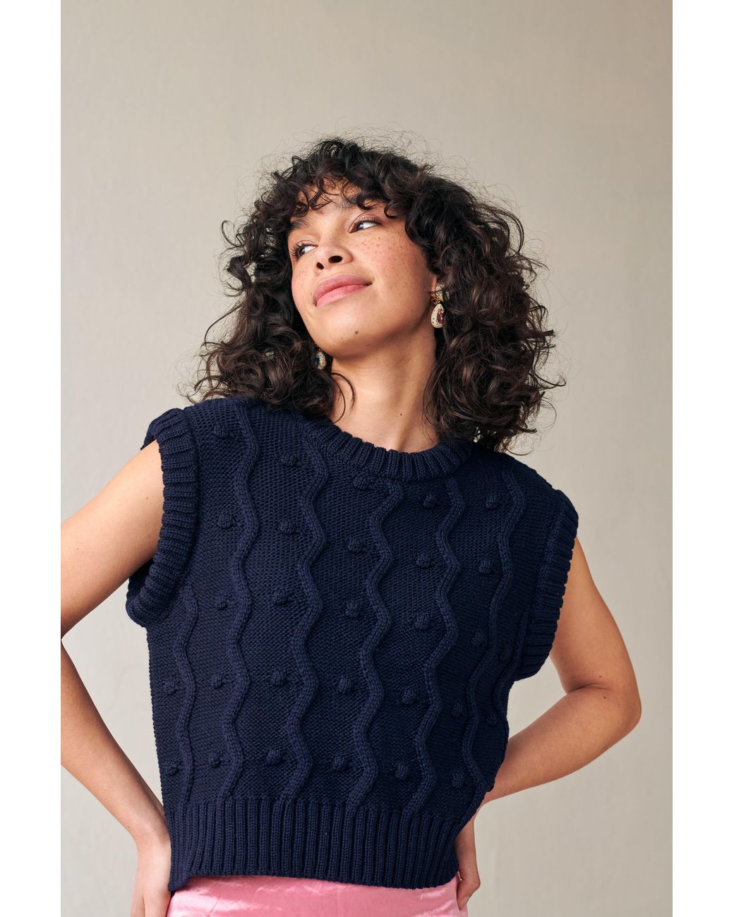 Gigi Knitwear Blue Bubble Vest