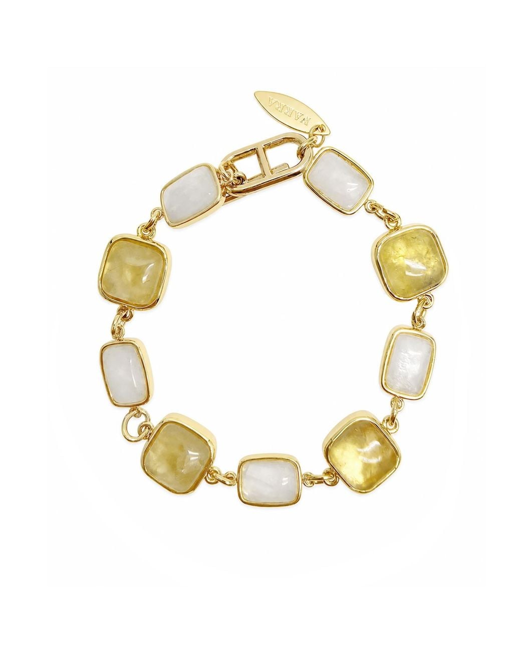 Farra Metallic Prehnite And Noonstone Charms Bracelet