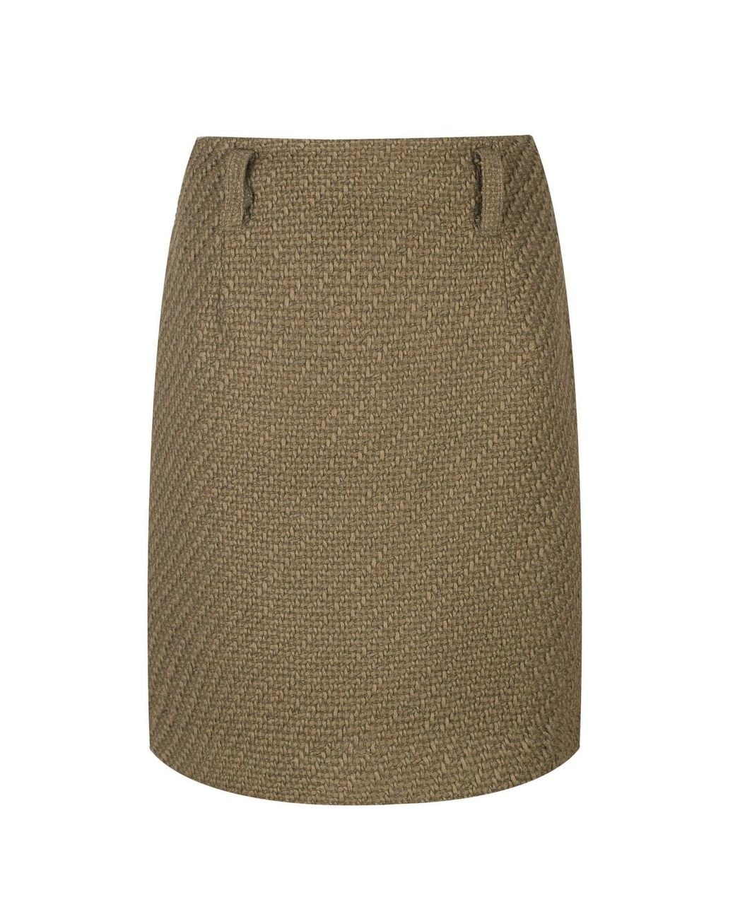 Conquista Green Jacquard Wool Coat Fabric Mini Skirt