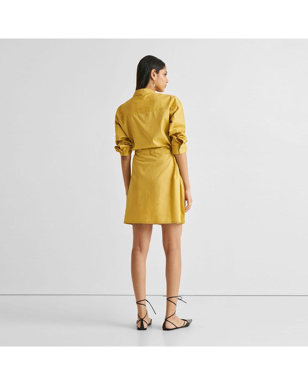 REISTOR Yellow Short Tie Waist Dress