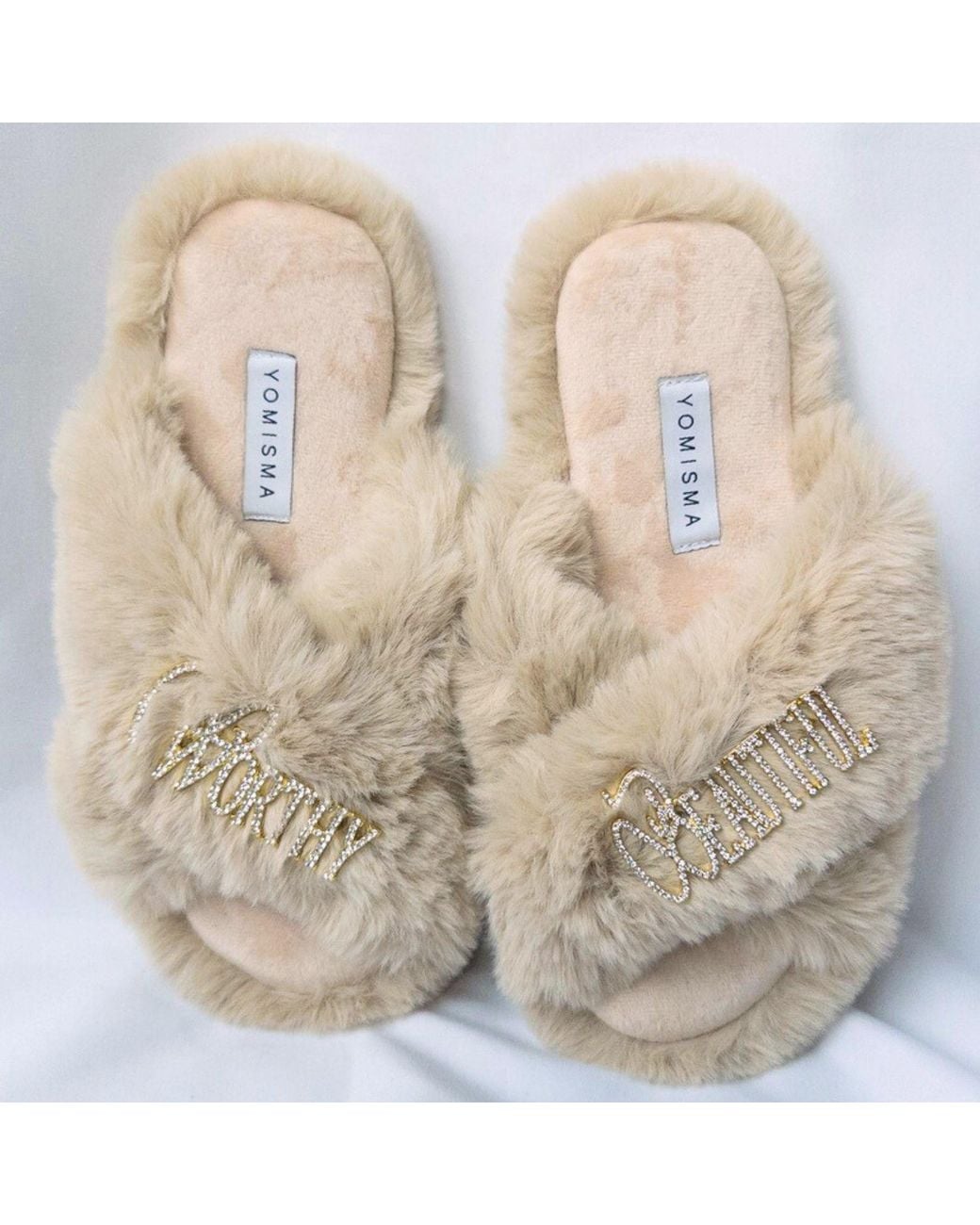 Yomisma Natural Neutrals Faux Fur Slippers