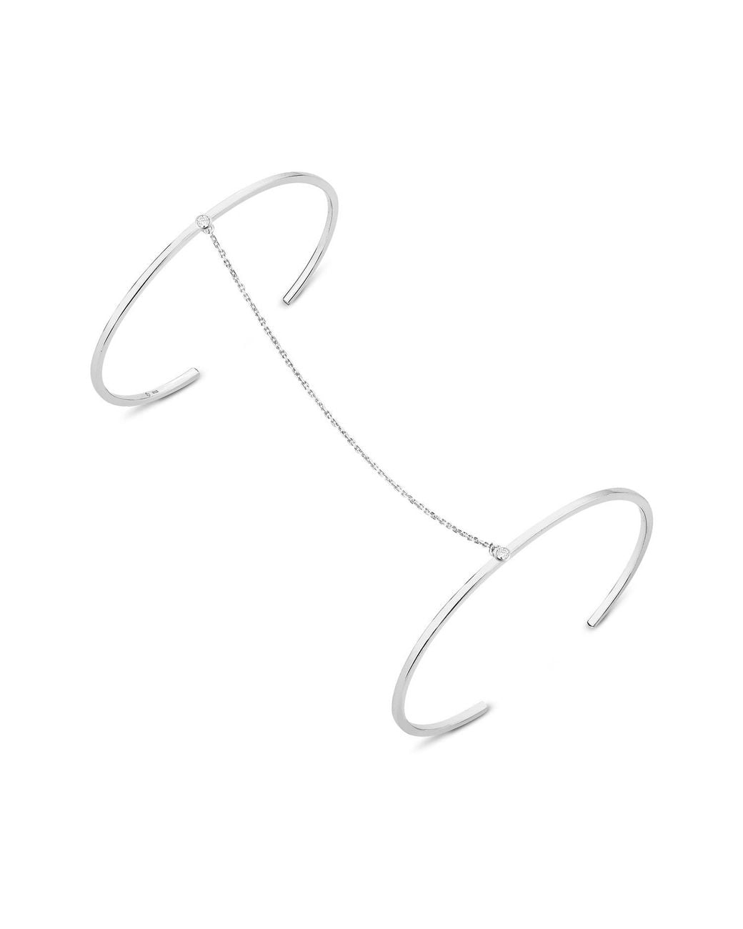 SALLY SKOUFIS White Solitaire Bangle With Made Diamonds