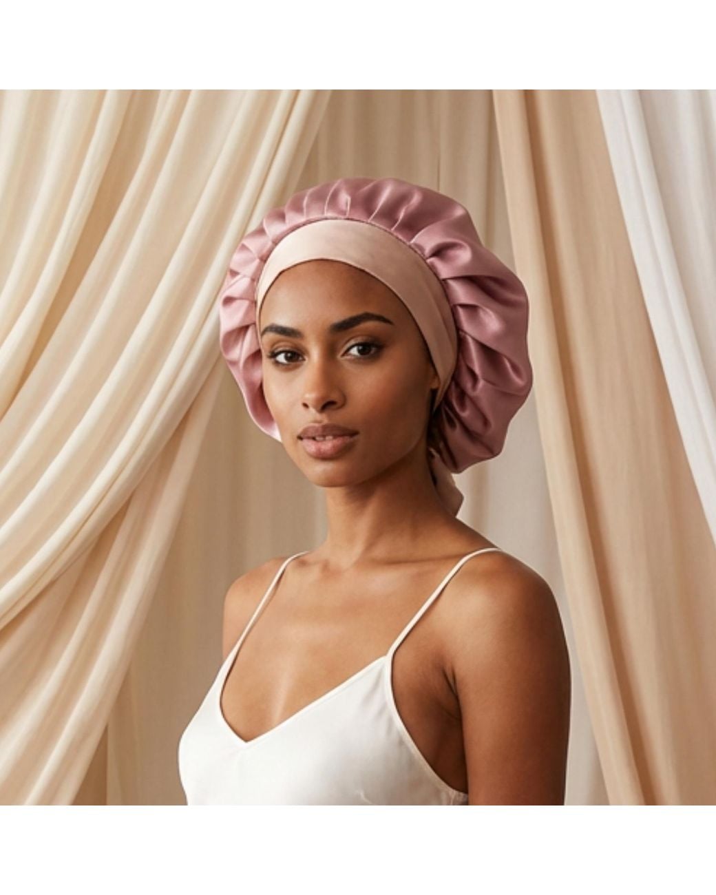 Hi Silk Pink And Adjustable Bonnet With Silk Twill Ties