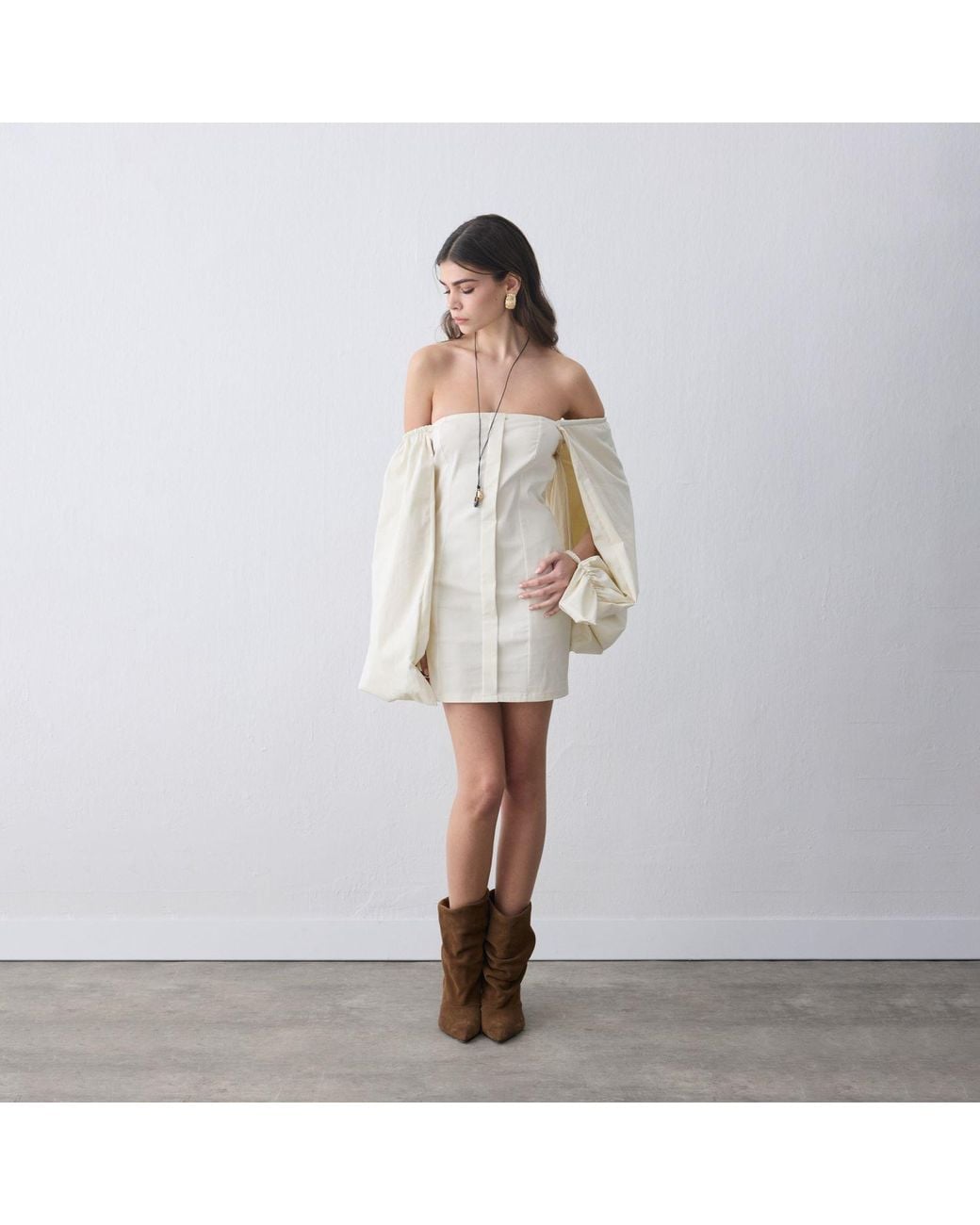 Thisisu Collection White Kaia Balloon Sleeve Mini Dress