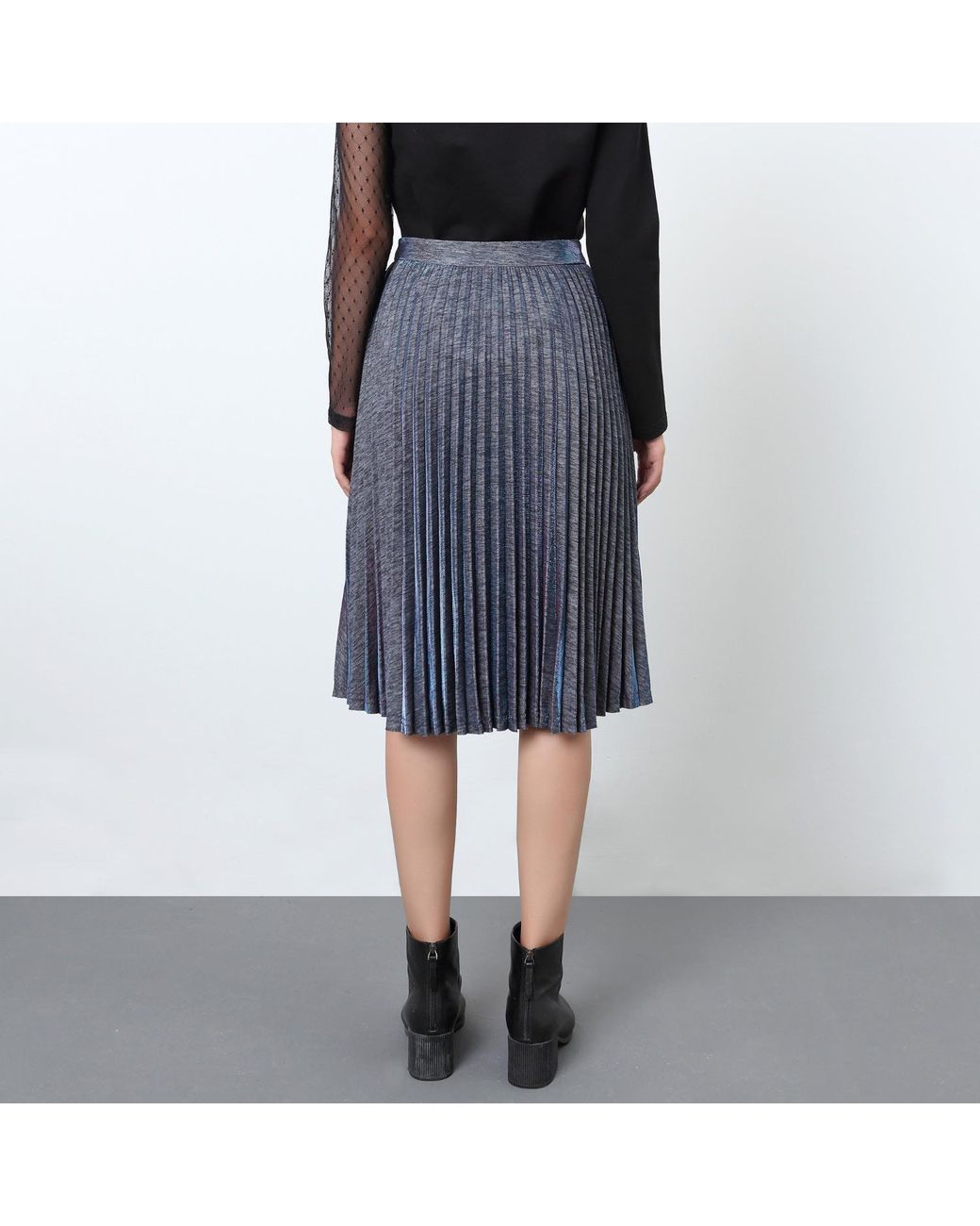 Warehouse silver outlet pleated skirt