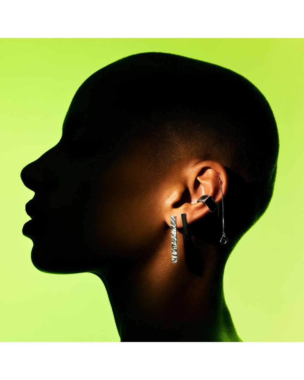 Edge Only White Square Ear Cuff Sterling