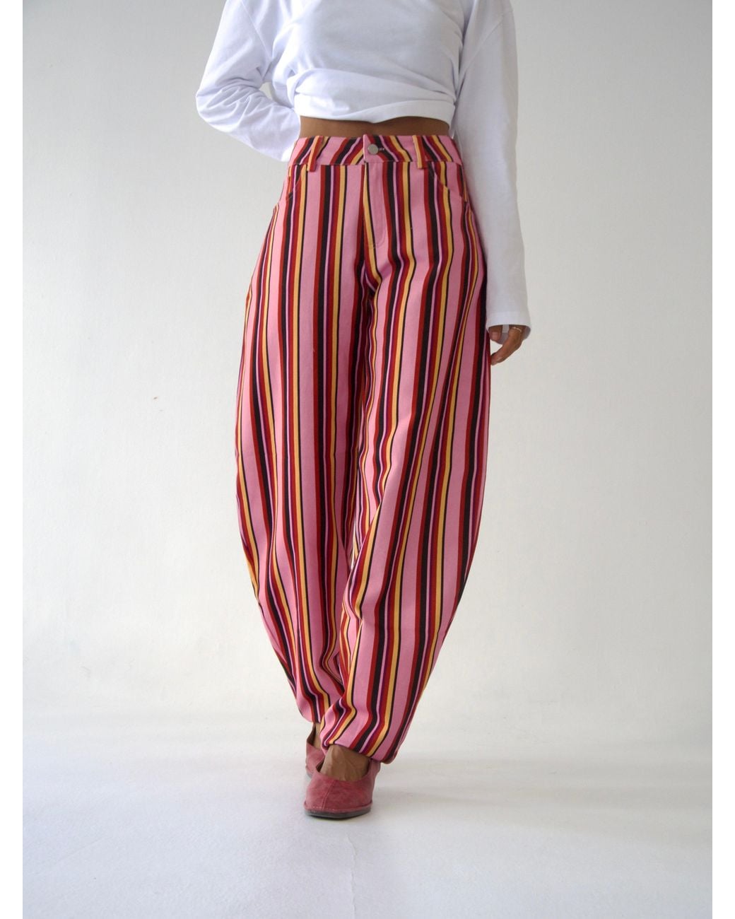 Mind Traveler Red Clarissa Balloon Jeans With, & Stripes