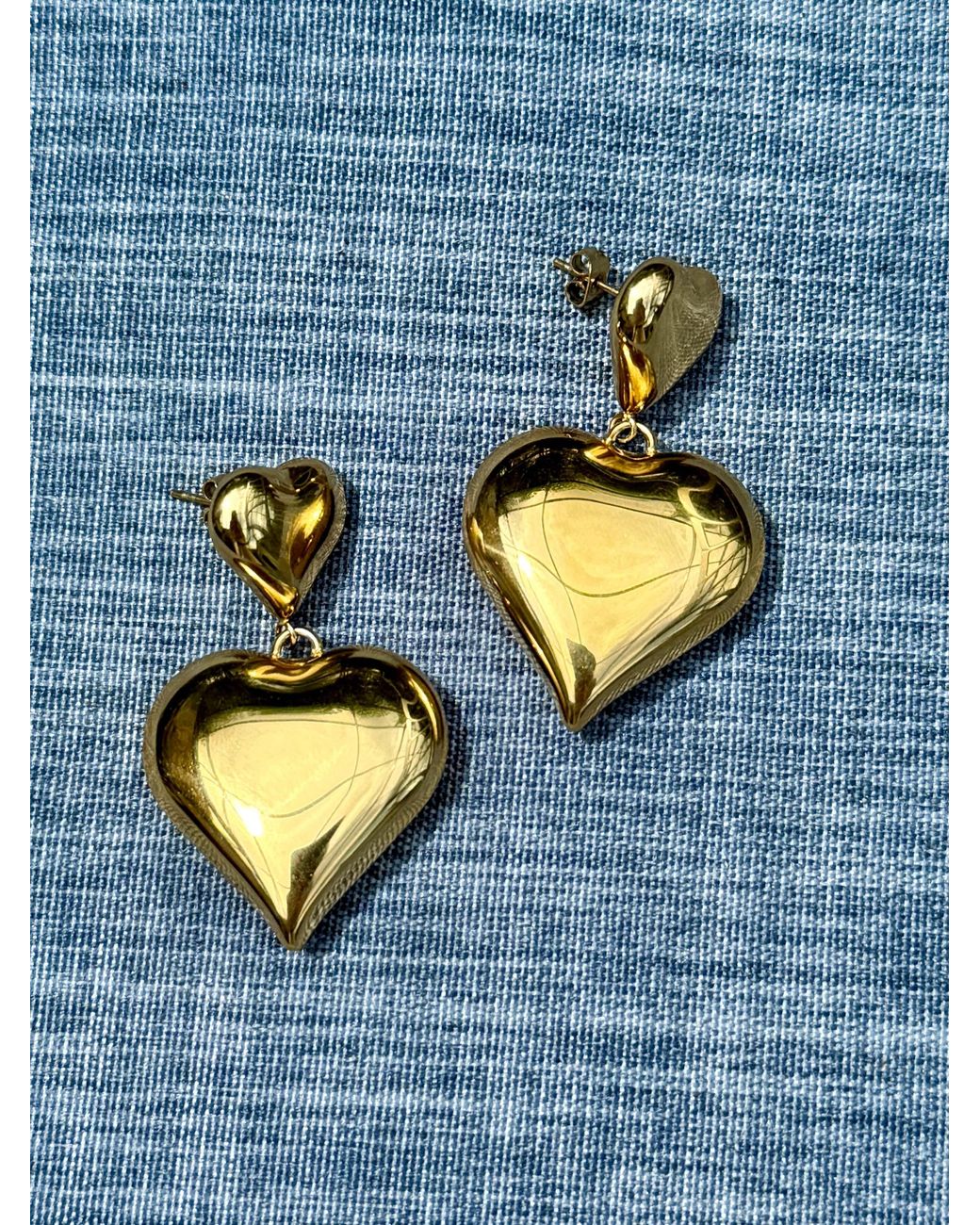 Laura Gray Metallic Double Puffed Heart Post Earrings