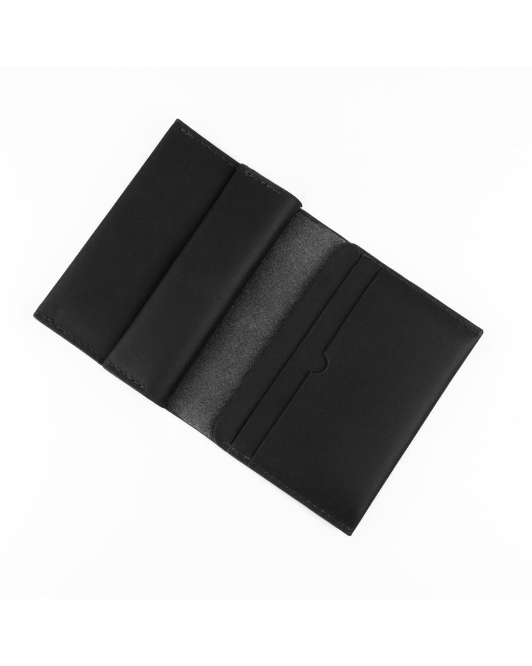 godi. Black Handmade Leather Coin & Card Wallet for men