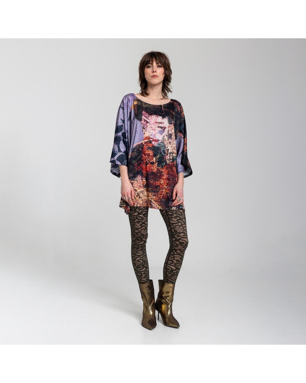 ARTISTA Blue Geisha Printed Satin Dress